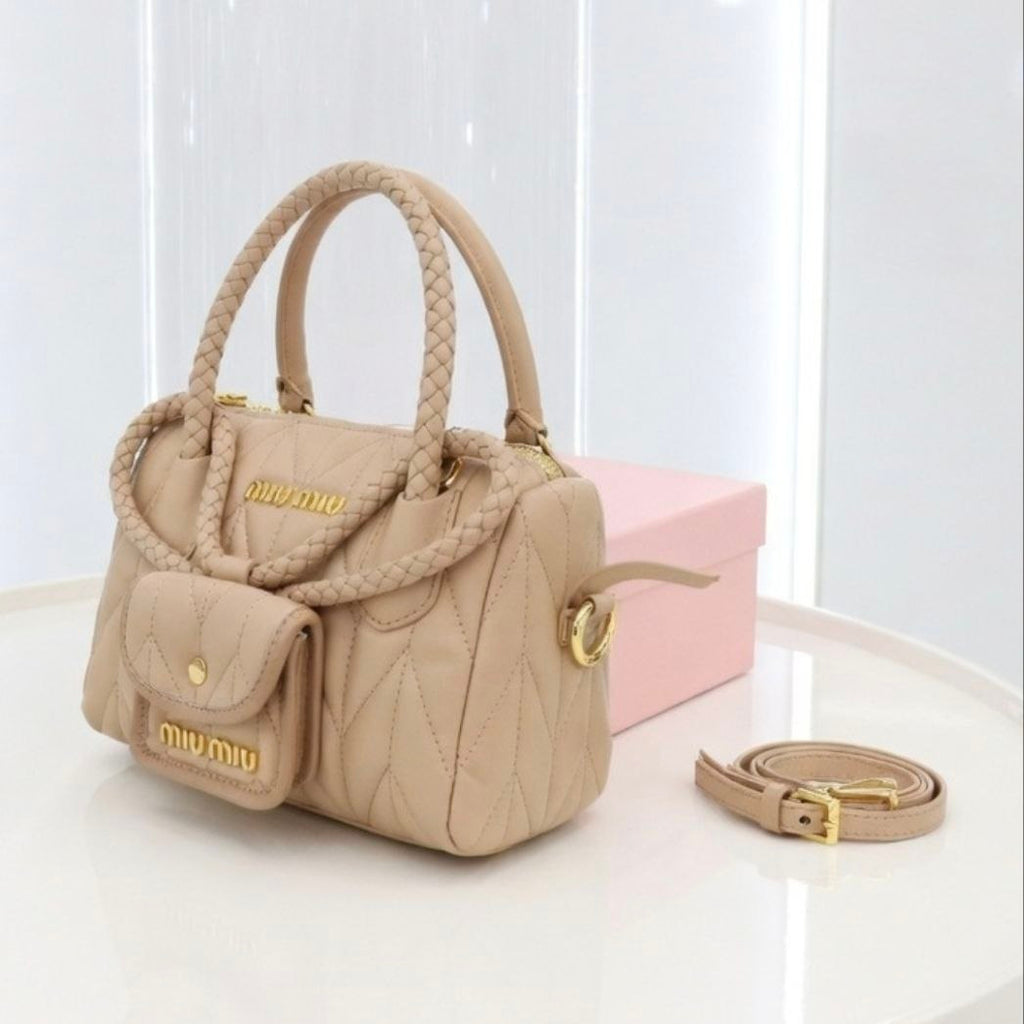 Miu Miu Quilted Handbag Set with Braided Handles & Pouch 👜✨