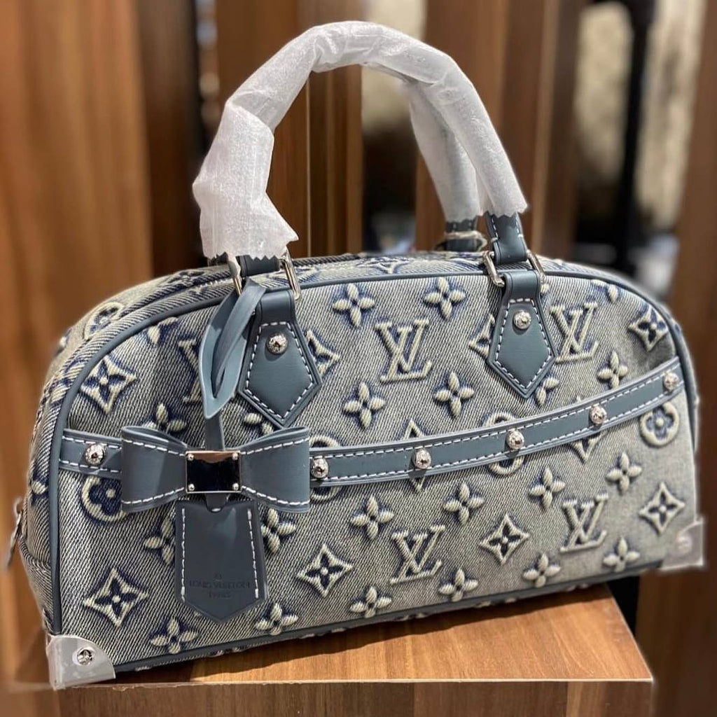 Louis Vuitton Denim Monogram Handbag with Bow Detail 👜💙
