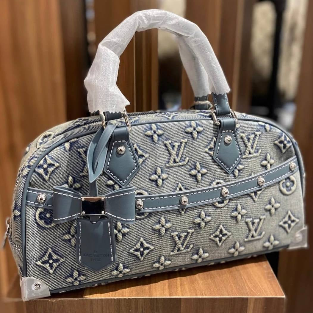Louis Vuitton Denim Monogram Handbag with Bow Detail 👜💙