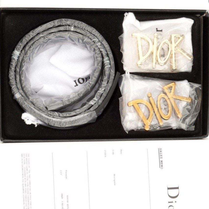 Christian Dior Black Leather Belt Set with Interchangeable Buckles 🖤
