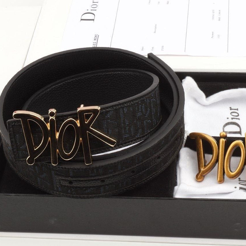 Christian Dior Black Leather Belt Set with Interchangeable Buckles 🖤