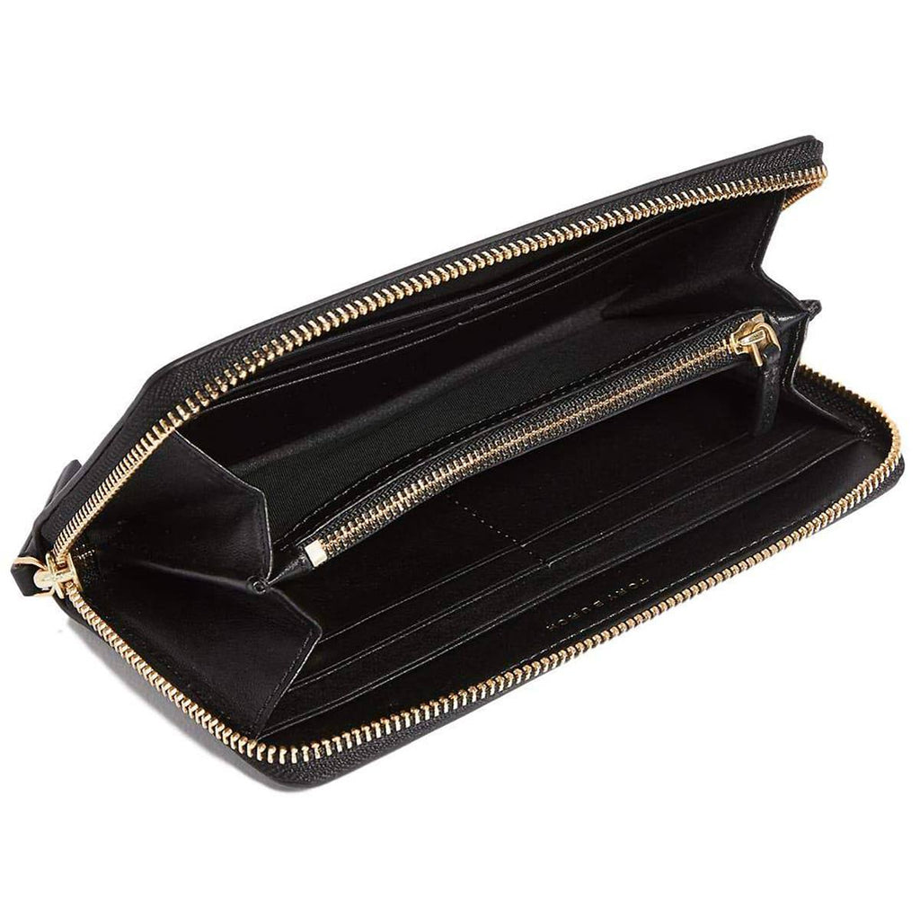 Tory Burch Black Leather Continental Zip Wallet with Gold Logo 🖤✨