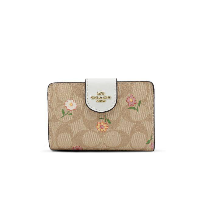 Coach Signature Floral Print Medium Corner Zip Wallet 🌸✨