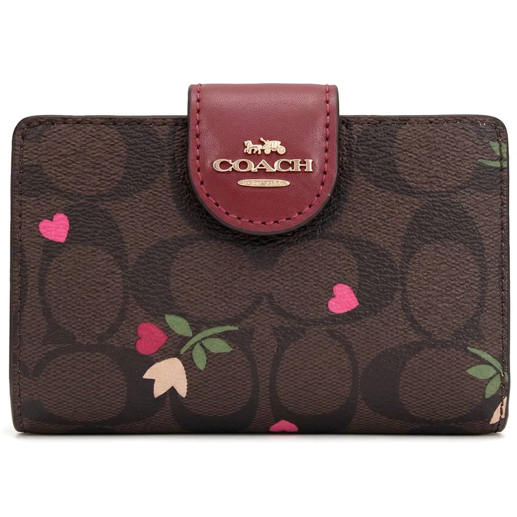 Coach Signature Floral Print Medium Corner Zip Wallet 🌸✨