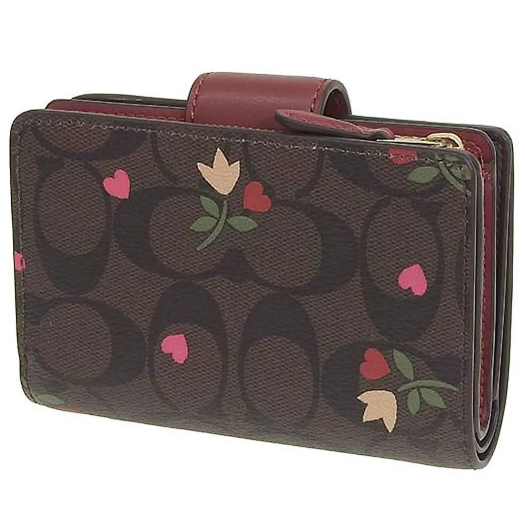 Coach Signature Floral Print Medium Corner Zip Wallet 🌸✨