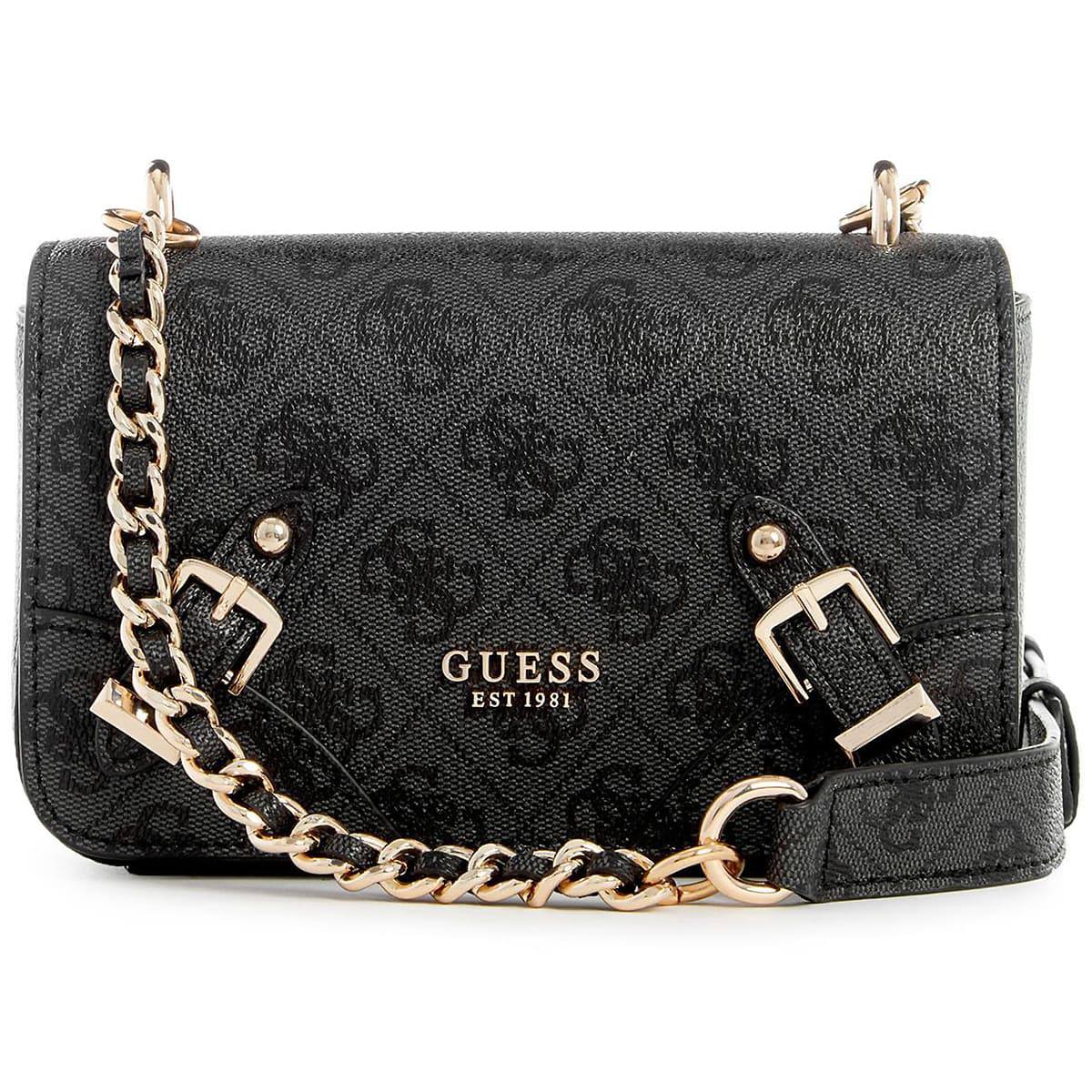 Guess Est 1981 Black Logo Crossbody with Gold-Tone Chain 🖤✨