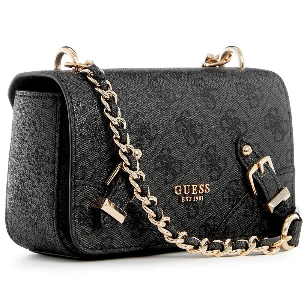 Guess Est 1981 Black Logo Crossbody with Gold-Tone Chain 🖤✨