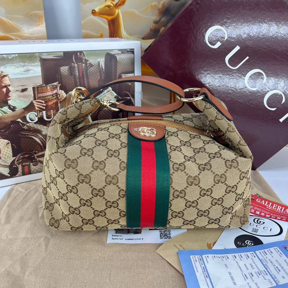 Gucci GG Monogram Canvas Handbag with Web Stripe 👜✨
