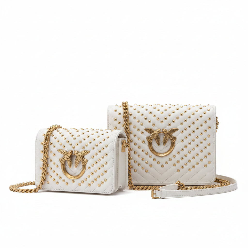 PINKO Studded Crossbody Bag with Signature Bird Hardware 🖤✨