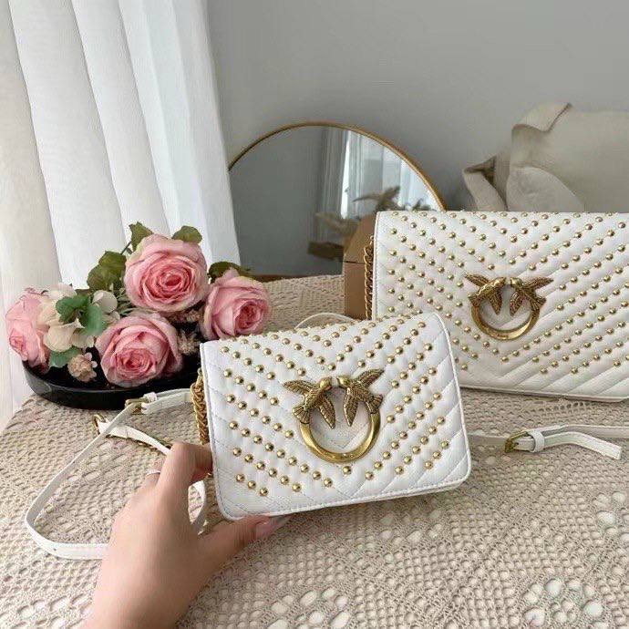 PINKO Studded Crossbody Bag with Signature Bird Hardware 🖤✨