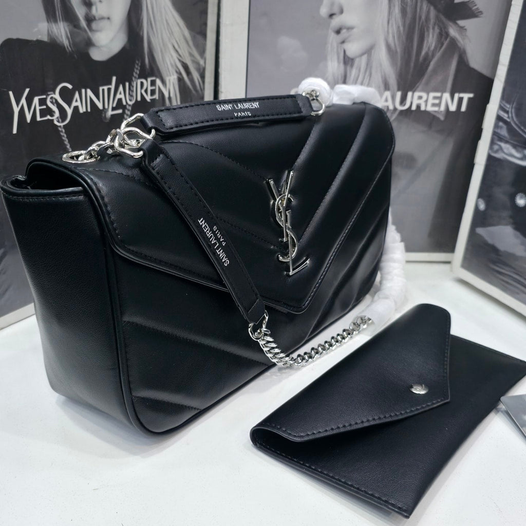 Saint Laurent Quilted Chevron Shoulder Bag Mirror Set