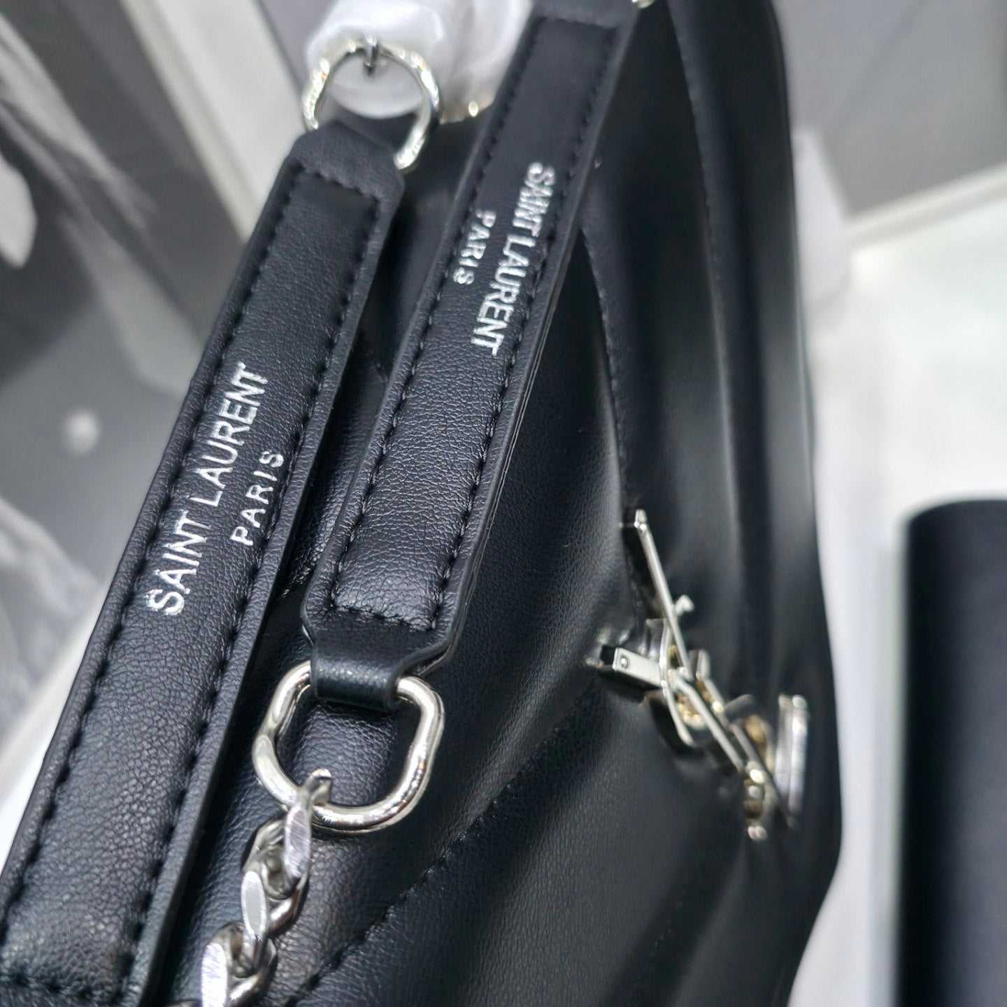 Saint Laurent Quilted Chevron Shoulder Bag Mirror Set