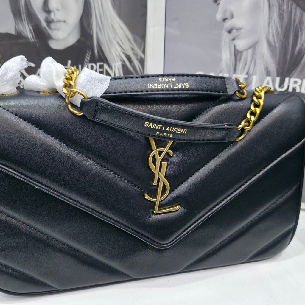 Saint Laurent Quilted Chevron Shoulder Bag Mirror Set