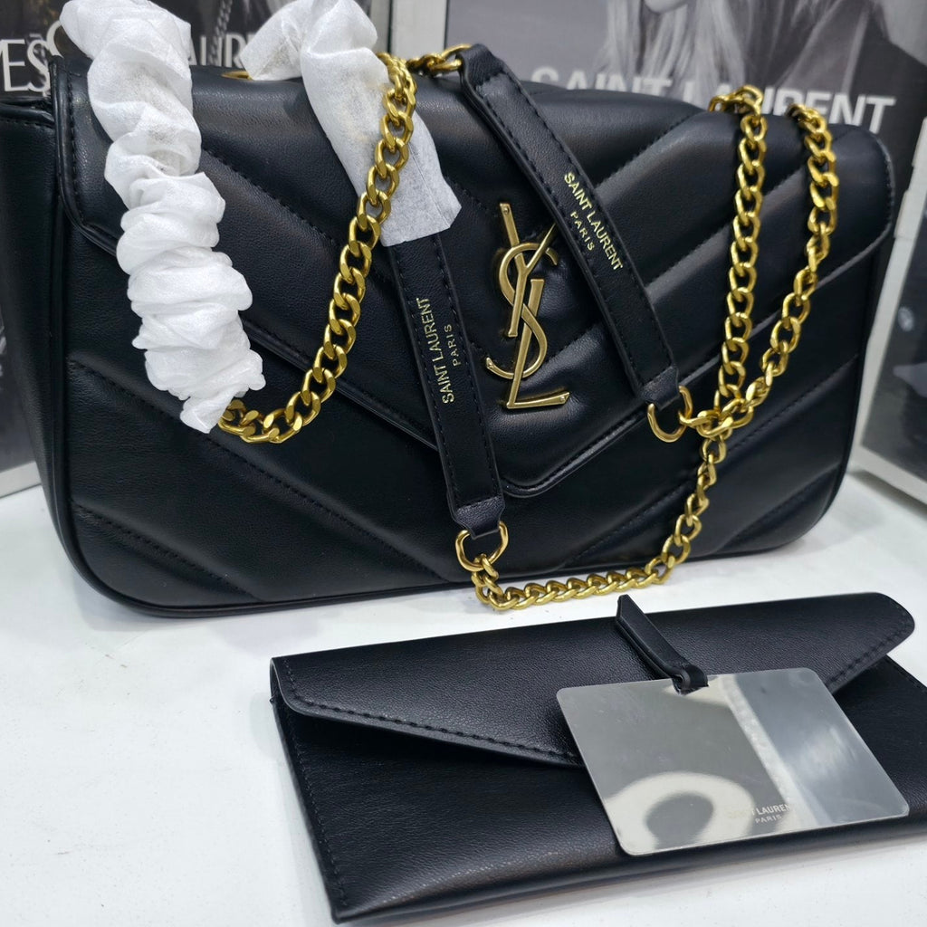 Saint Laurent Quilted Chevron Shoulder Bag Mirror Set