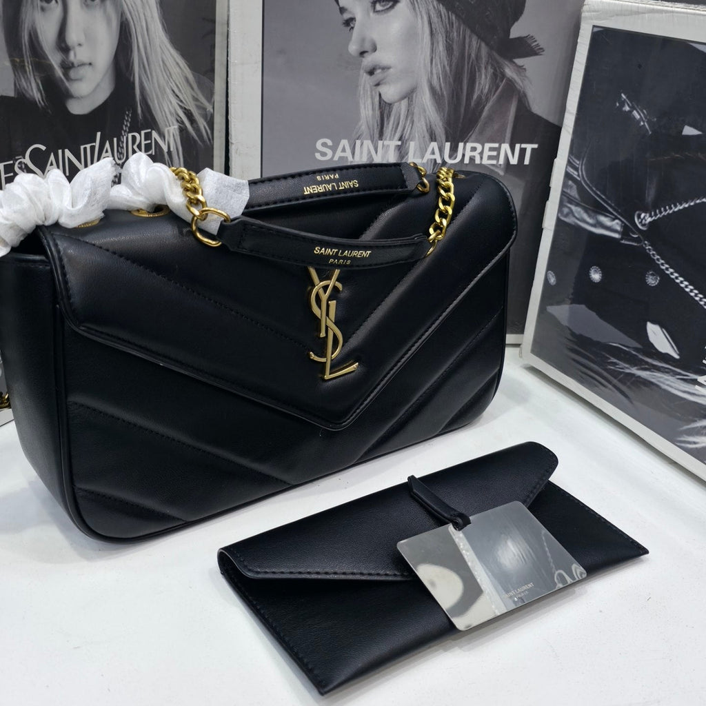 Saint Laurent Quilted Chevron Shoulder Bag Mirror Set