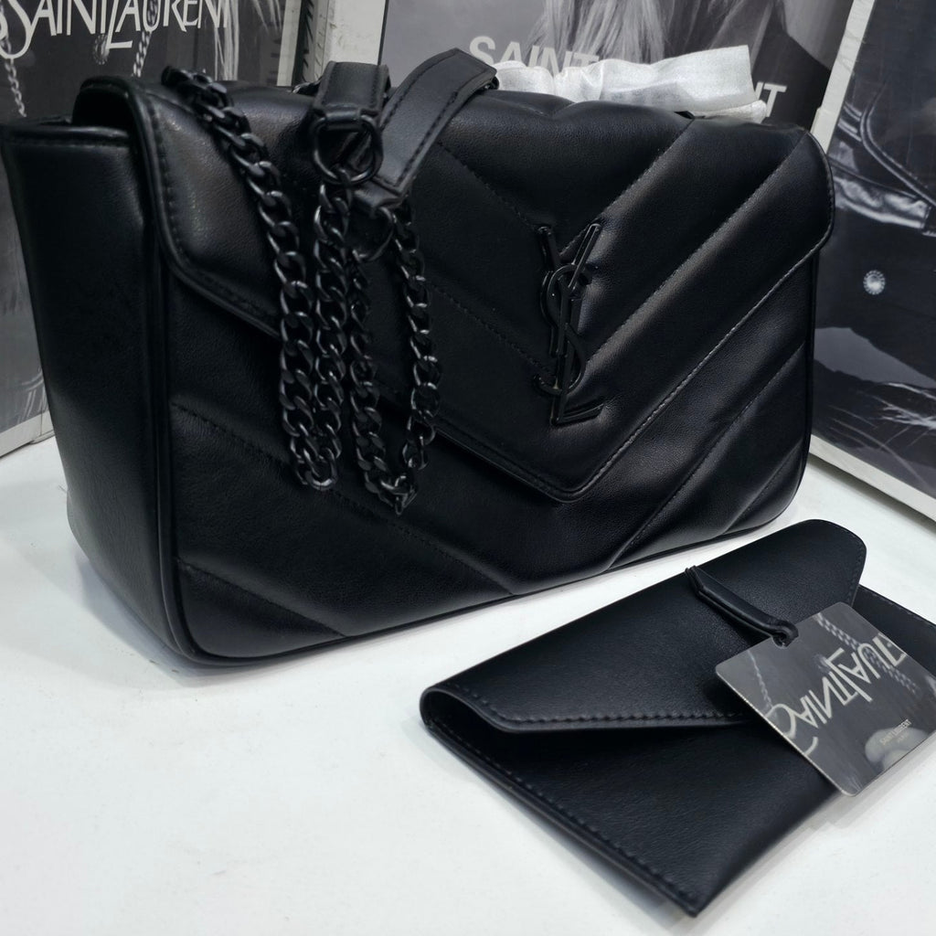 Saint Laurent Quilted Chevron Shoulder Bag Mirror Set
