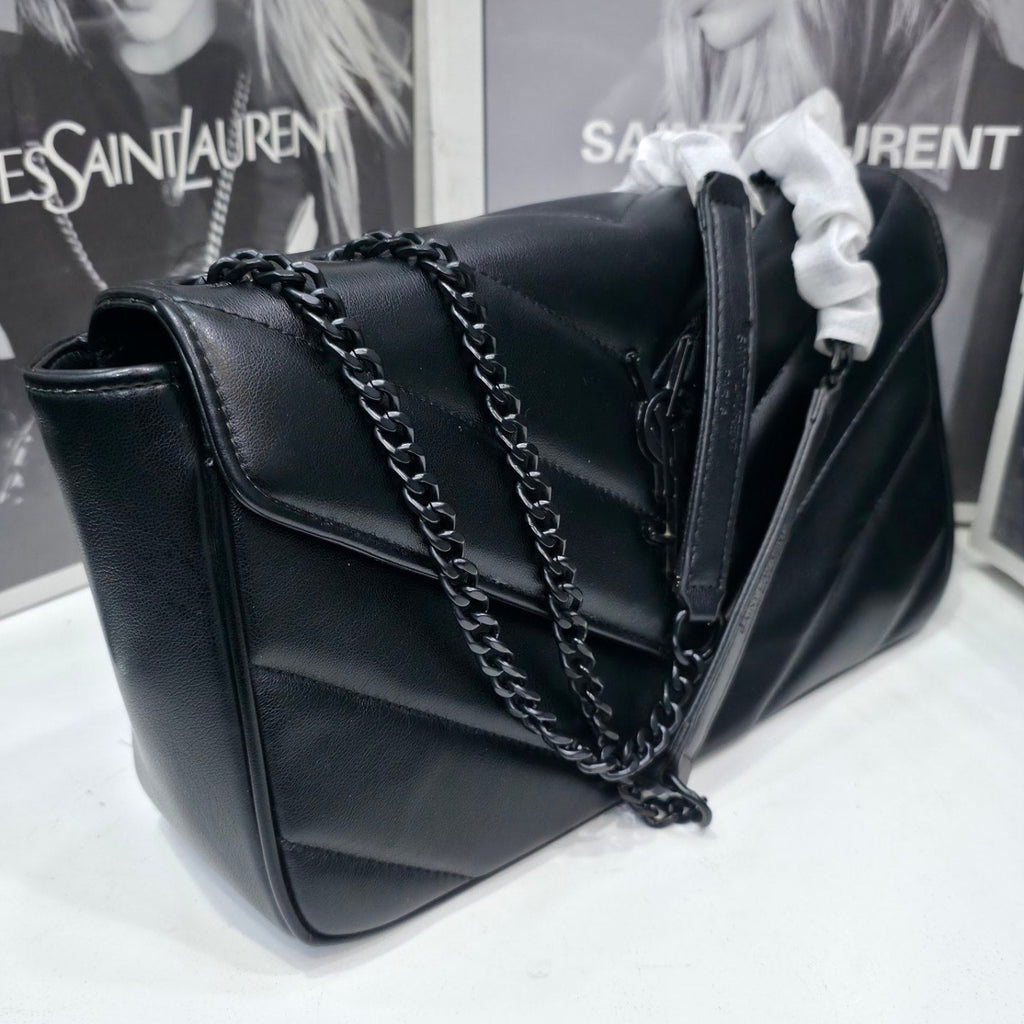 Saint Laurent Quilted Chevron Shoulder Bag Mirror Set