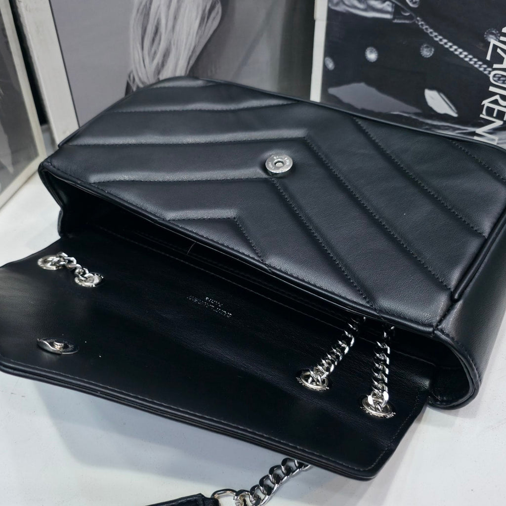 Saint Laurent Quilted Chevron Shoulder Bag Mirror Set