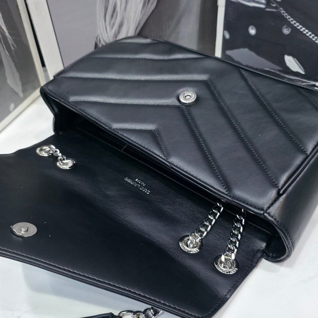Saint Laurent Quilted Chevron Shoulder Bag Mirror Set