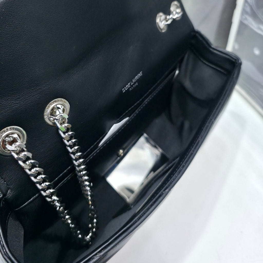Saint Laurent Quilted Chevron Shoulder Bag Mirror Set