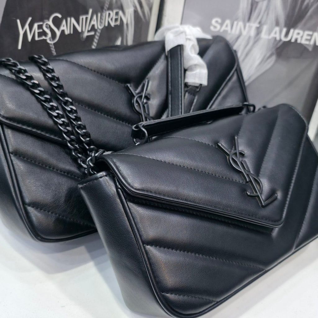 Saint Laurent Quilted Chevron Shoulder Bag Mirror Set