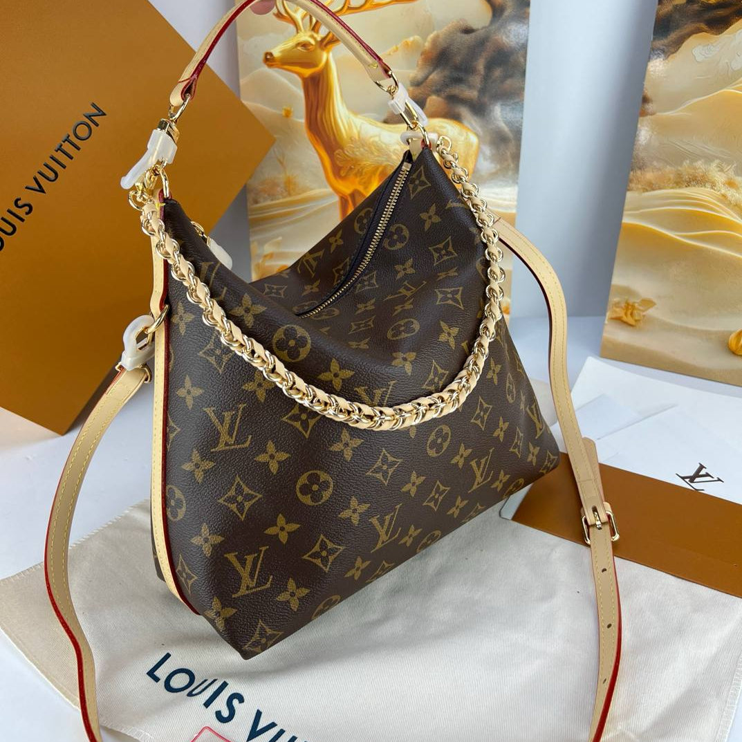 Louis Vuitton Monogram Canvas Shoulder Bag with Gold Chain
