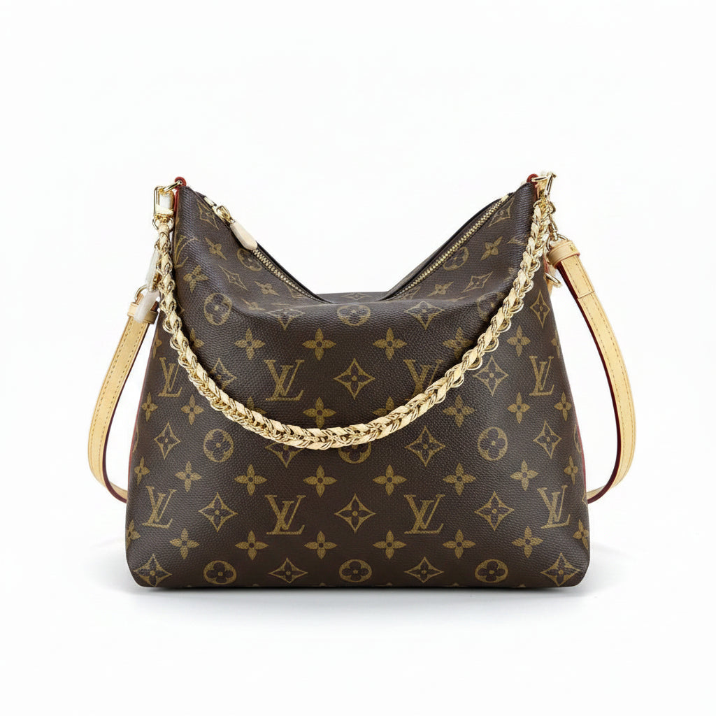 Louis Vuitton Monogram Canvas Shoulder Bag with Gold Chain