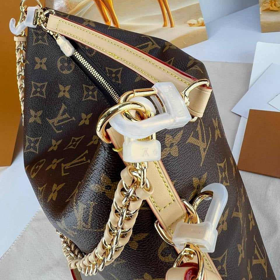 Louis Vuitton Monogram Canvas Shoulder Bag with Gold Chain