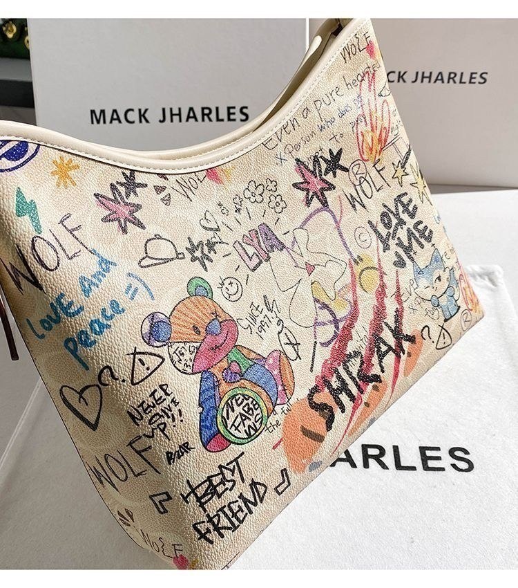 Mack Jharles Graffiti Print Artistic Shoulder Bag