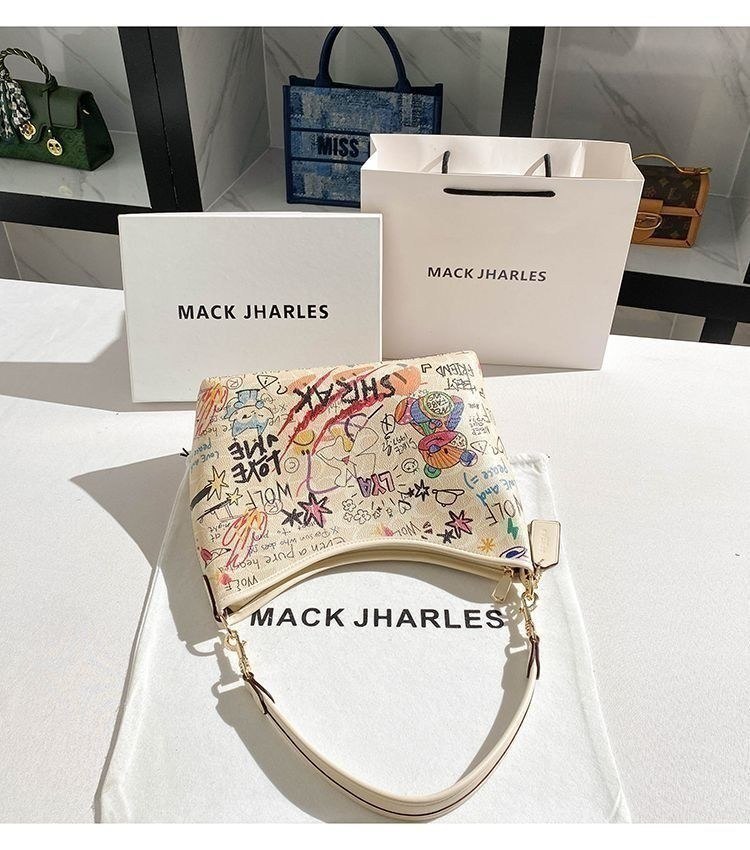 Mack Jharles Graffiti Print Artistic Shoulder Bag