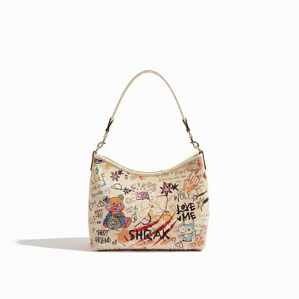 Mack Jharles Graffiti Print Artistic Shoulder Bag