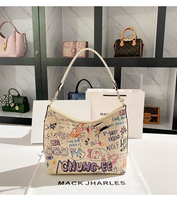 Mack Jharles Graffiti Print Artistic Shoulder Bag