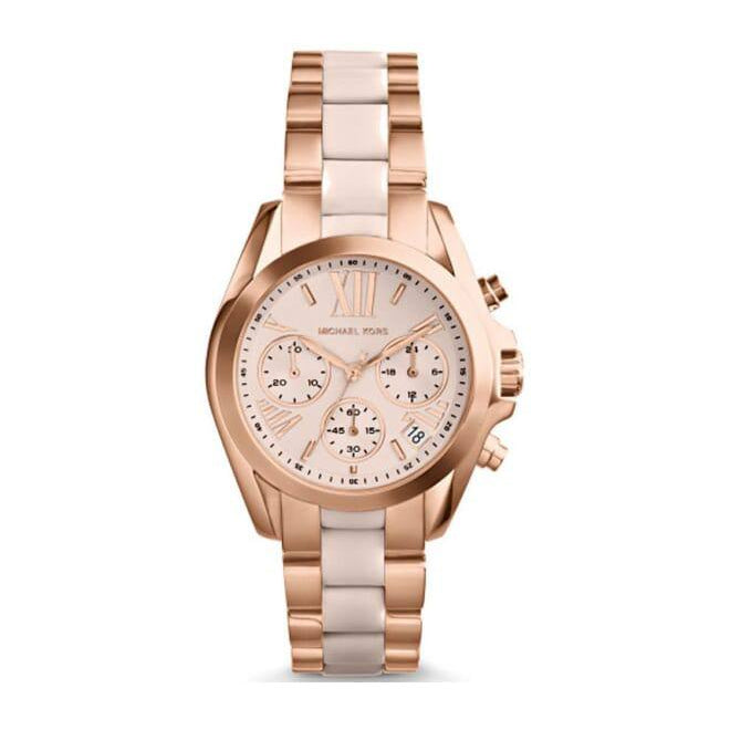 Michael Kors Rose Gold and White Ceramic Chronograph Watch