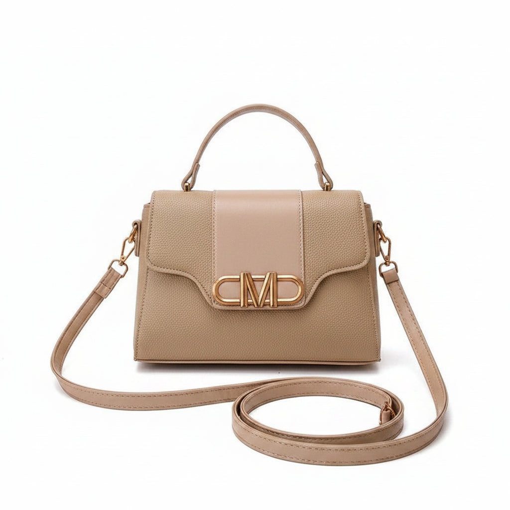 M-Logo Top Handle Crossbody Bag in Beige