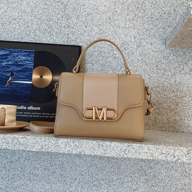 M-Logo Top Handle Crossbody Bag in Beige