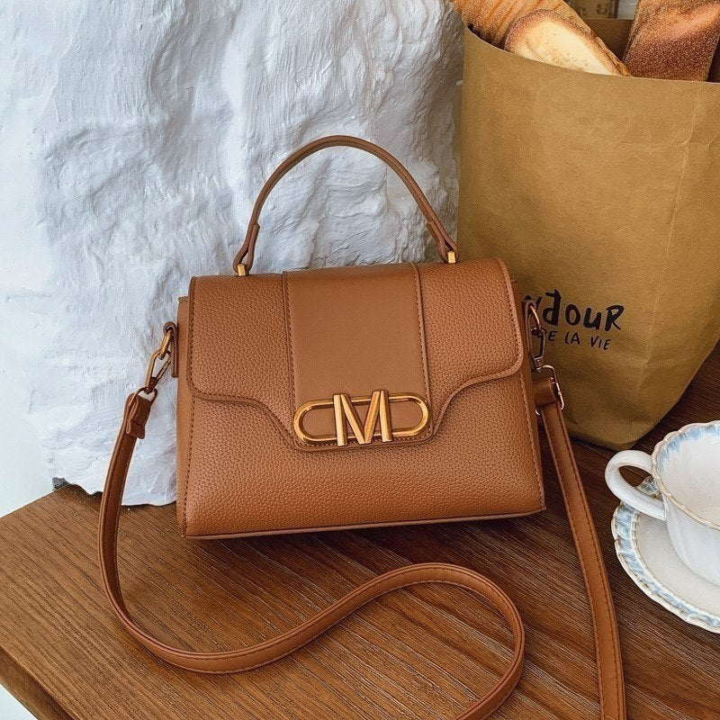 M-Logo Top Handle Crossbody Bag in Beige