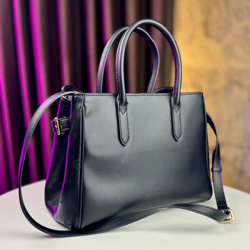 Elegant Padlock Satchel with Embossed Logo Sides