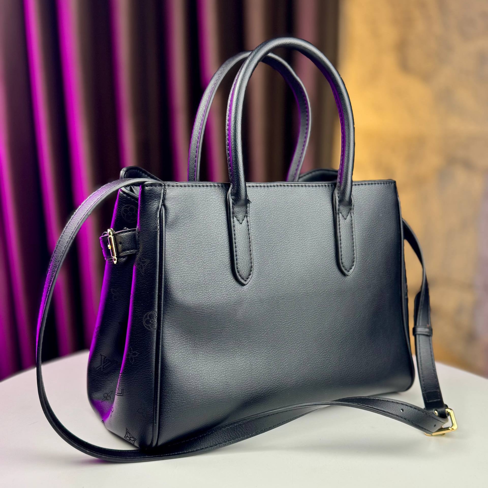 Elegant Padlock Satchel with Embossed Logo Sides