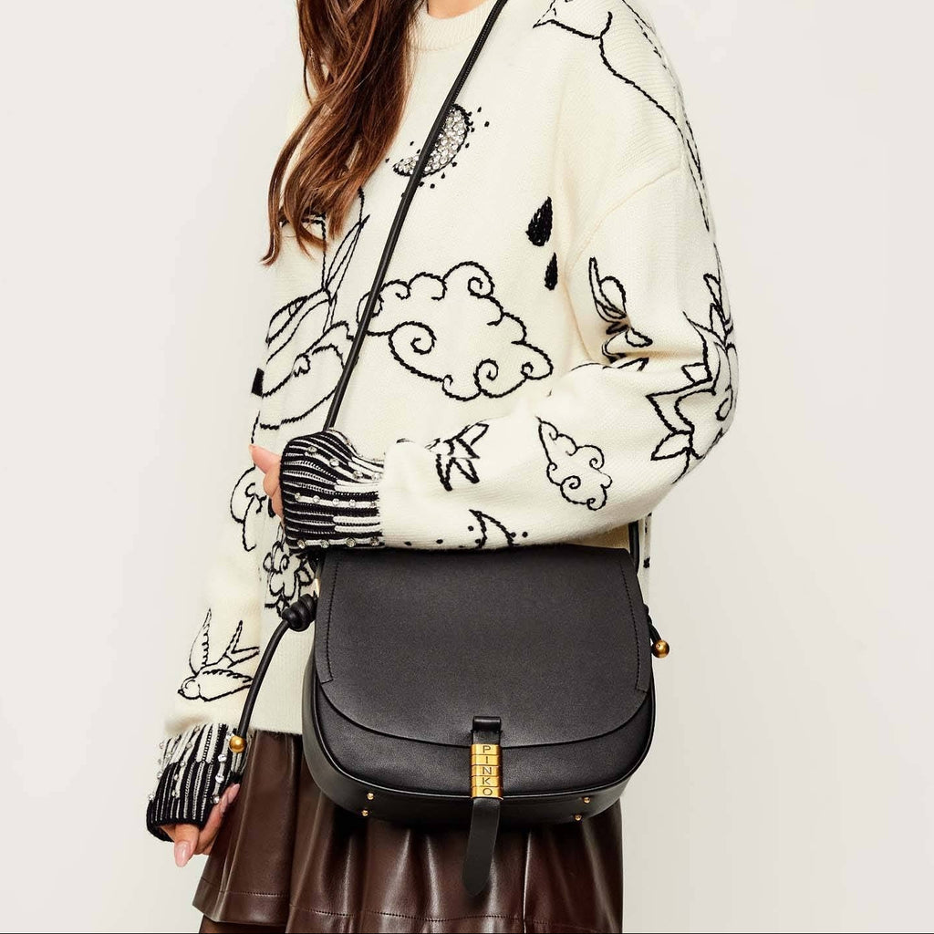 Pinko Mirror Original Leather Saddle Bag