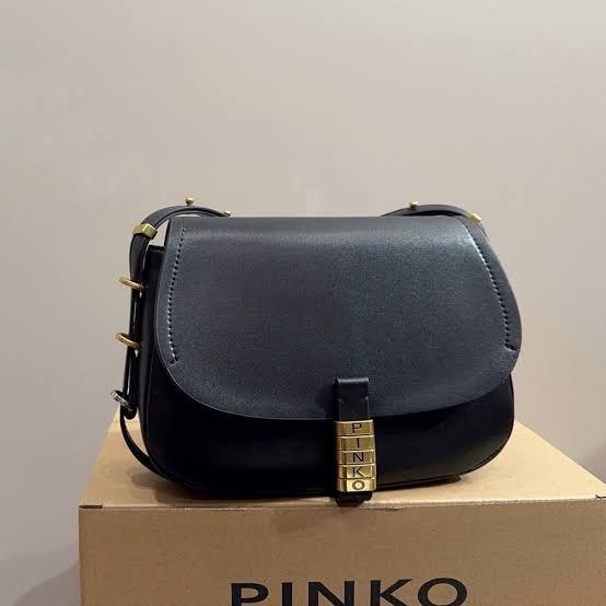 Pinko Mirror Original Leather Saddle Bag