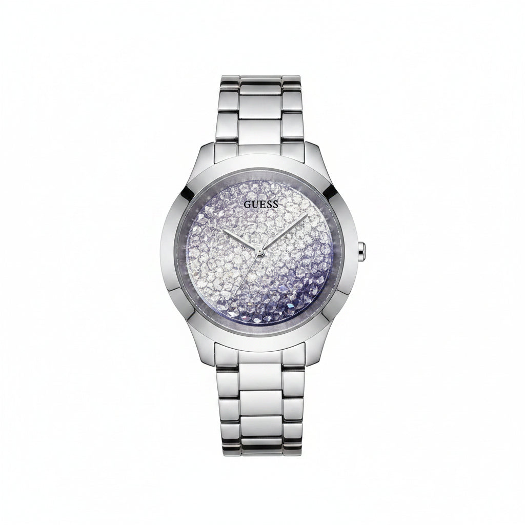 Guess Silver Stainless Steel Crystal Embellished Women Watch