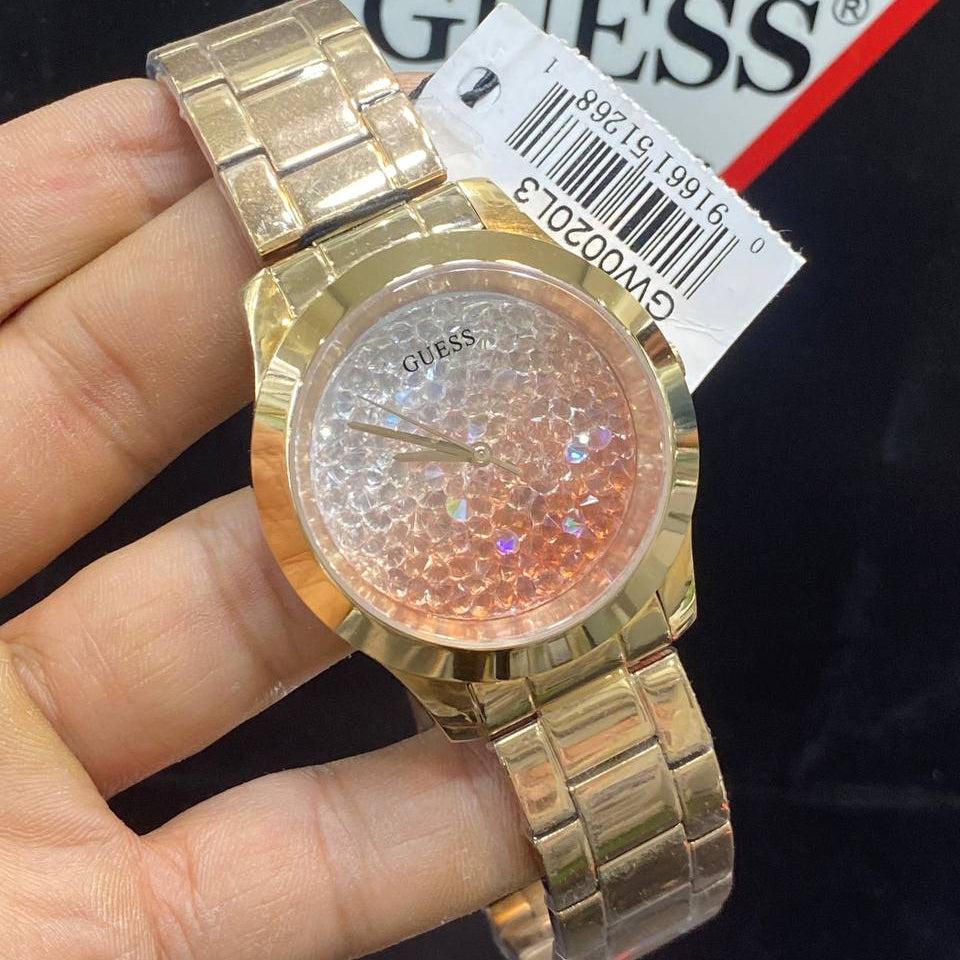 Guess Silver Stainless Steel Crystal Embellished Women Watch
