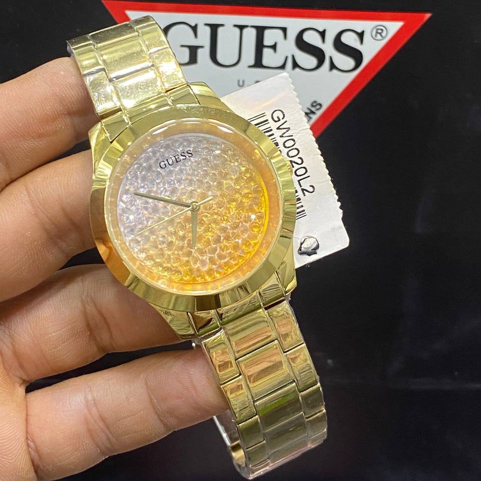 Guess Silver Stainless Steel Crystal Embellished Women Watch