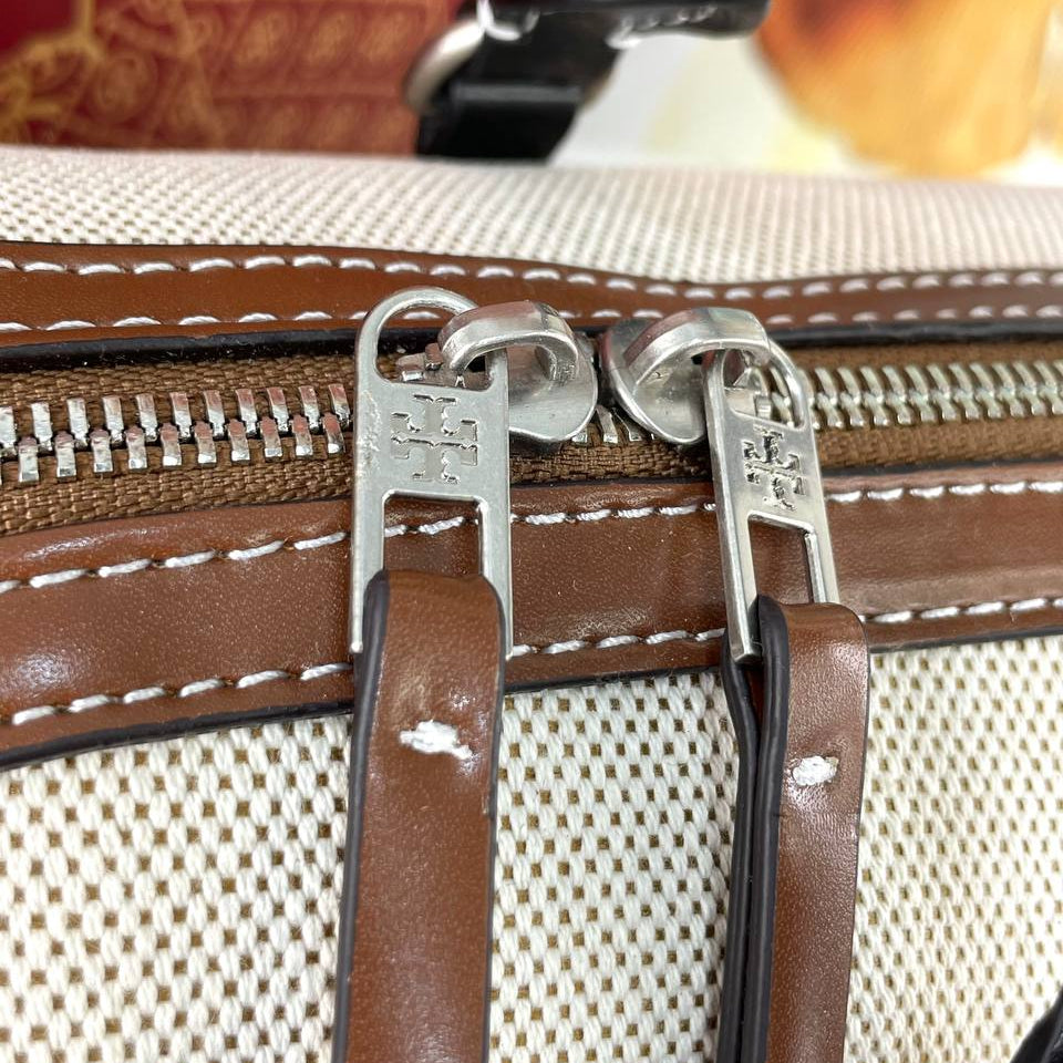Tory Burch Canvas and Leather Tassel Tote