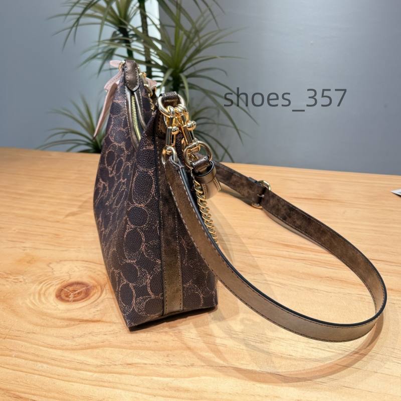 Coach Monogram Shoulder Bag with Gold Chain Strap