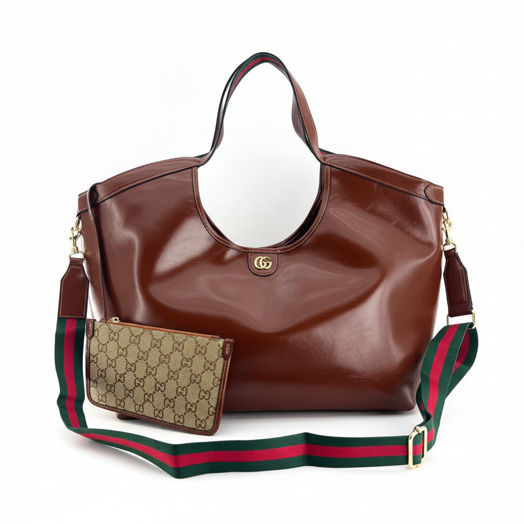 Signature Web Strap Tote Bag with Detachable Pouch