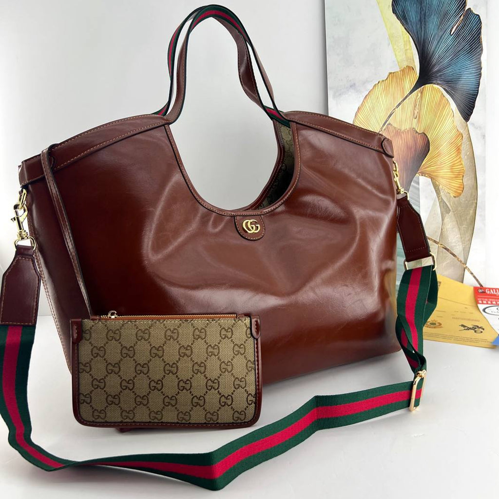 Signature Web Strap Tote Bag with Detachable Pouch
