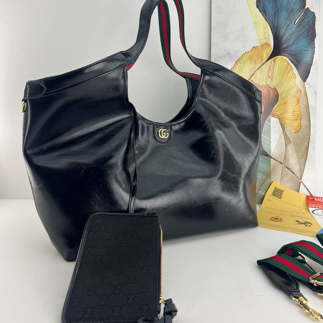 Signature Web Strap Tote Bag with Detachable Pouch