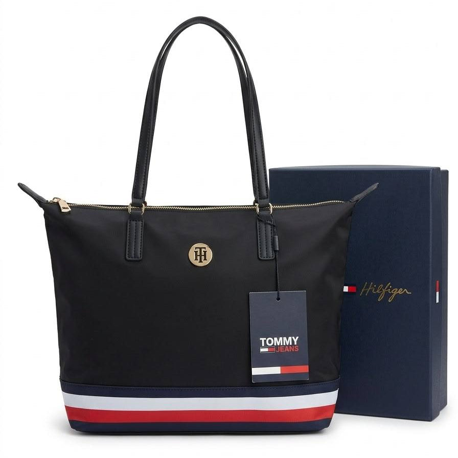 Tommy Jeans Signature Stripe Tote Bag in Black