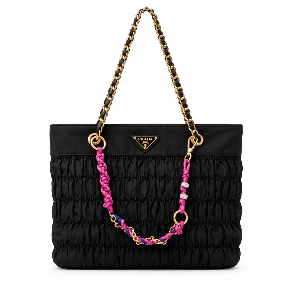 Prada Mirror Original Black Waterproof Ruched Handbag